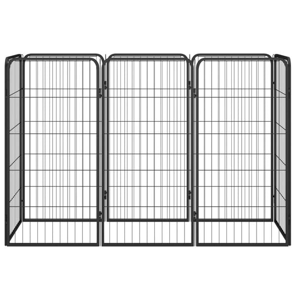 vidaXL 8-Panel Dog Playpen Black 50x100 cm Powder-coated Steel