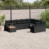 vidaXL 10 Piece Garden Sofa Set with Cushions Black Poly Rattan