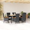vidaXL 7 Piece Garden Dining Set with Cushions Black Poly Rattan
