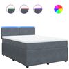 vidaXL Box Spring Bed with Mattress Dark Grey Queen Velvet