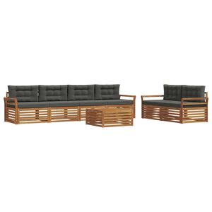 vidaXL Outdoor Sofa Set 7 pcs Natural and Anthracite