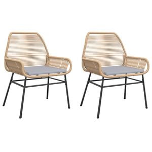 vidaXL Garden Chairs 2 pcs with Cushions Brown Poly Rattan
