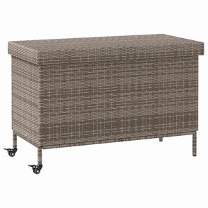 vidaXL Garden Storage Box with Wheels Grey 110x55x73 cm Poly Rattan