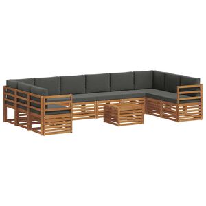 vidaXL Outdoor Sofa Set with Cushion 11 pcs Natural and Anthracite