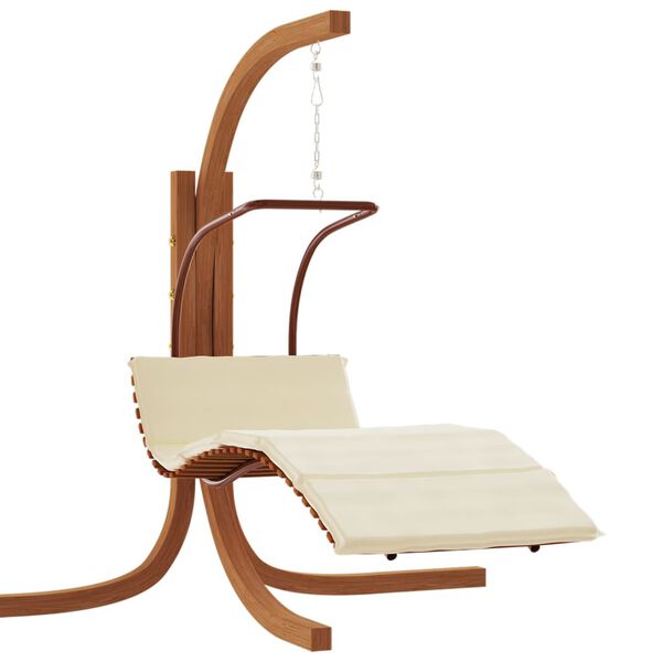 vidaXL Swing Chair with Cushion Fabric and Solid Wood Poplar