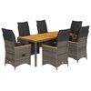 vidaXL 7 Piece Garden Bistro Set with Cushions Grey Poly Rattan