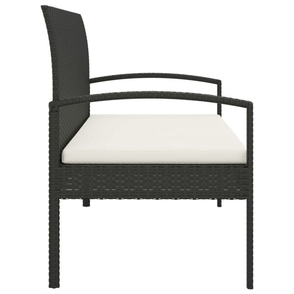 vidaXL Garden Bench with Cushion Black 105 cm Poly Rattan