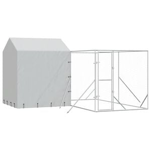 vidaXL Outdoor Dog Kennel with Roof Silver 4x4x2.5 m Galvanised Steel