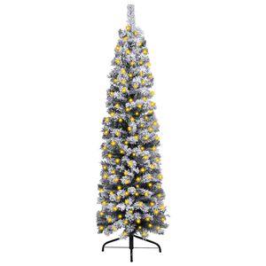 vidaXL Artificial Christmas Tree | Green with white flocked snow | PVC, Steel