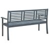 vidaXL 3-Seater Garden Bench 150 cm Grey Solid Eucalyptus Wood