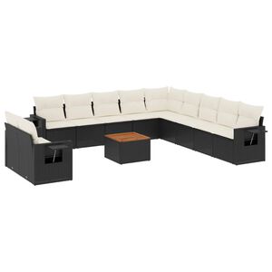 vidaXL 12 Piece Garden Sofa Set with Cushions Black Poly Rattan