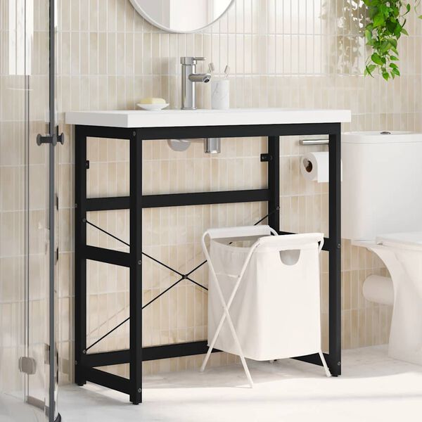 vidaXL Bathroom Washbasin Frame Black 79x38x83 cm Iron