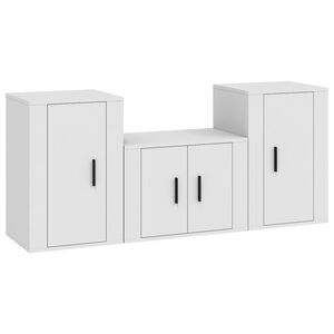 vidaXL 3 Piece TV Cabinet Set White Engineered Wood