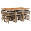 vidaXL 11 Piece Garden Dining Set with Cushions Beige Poly Rattan
