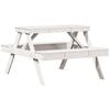 vidaXL Picnic Table White 105x134x75 cm Solid Wood Pine