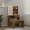 vidaXL Dressing Table Set with LED Smoked Oak Engineered Wood