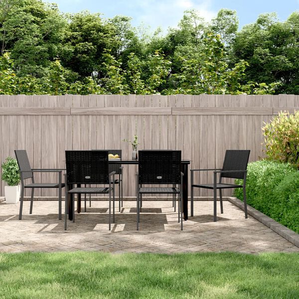 vidaXL 7 Piece Garden Dining Set Poly Rattan and Steel