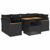 vidaXL 6 Piece Garden Sofa Set with Cushions Black Poly Rattan Acacia