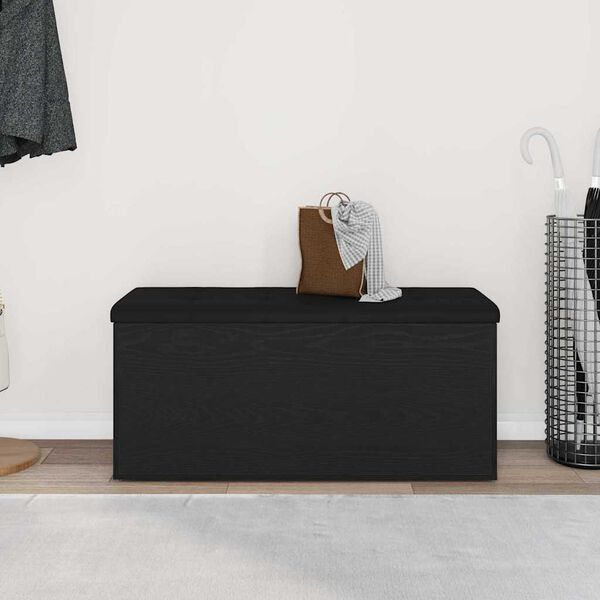 vidaXL Storage Bench Black oak 102 x 42 x 45 cm Engineered Wood