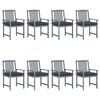vidaXL Garden Chairs with Cushions 8 pcs Solid Acacia Wood Grey