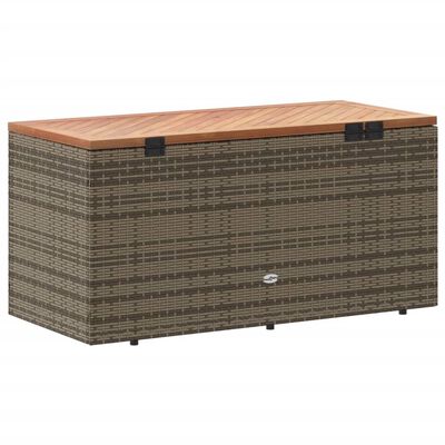 vidaXL Garden Storage Box Grey 110x50x54 cm Poly Rattan Acacia Wood