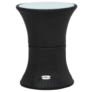vidaXL Garden Side Table | Black | Poly rattan, tempered glass | Medium