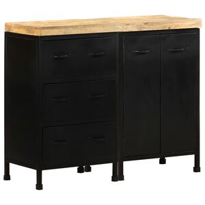 vidaXL Sideboard | Rough mango wood with black frame