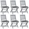 vidaXL Folding Chairs 6 pcs with Cushions Solid Acacia Wood
