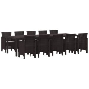 vidaXL Garden Dining Set 11 pcs Brown and Lght grey Poly rattan