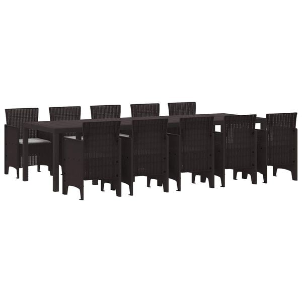 vidaXL Garden Dining Set 11 pcs Brown and Lght grey Poly rattan