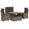 vidaXL 4 Piece Garden Dining Set with Cushions Grey Poly Rattan