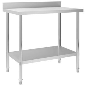vidaXL Kitchen Work Table with Backsplash 100x60x93 cm Stainless Steel