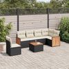 vidaXL 7 Piece Garden Sofa Set with Cushions Black Poly Rattan