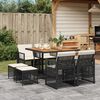 vidaXL 9 Piece Garden Dining Set with Cushions Black Poly Rattan