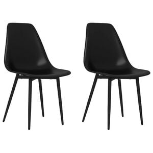 vidaXL Dining Chair | Set of 2 | Black | Polypropylene, Powder-Coated Metal