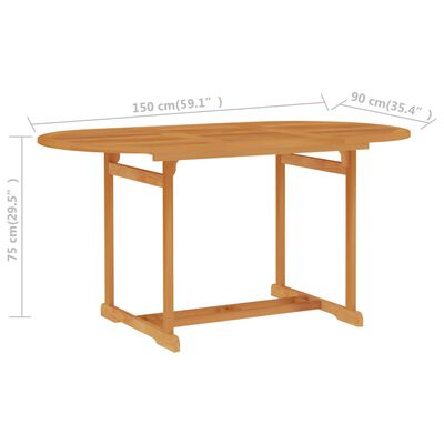 vidaXL Garden Table 150x90x75 cm Solid Teak Wood