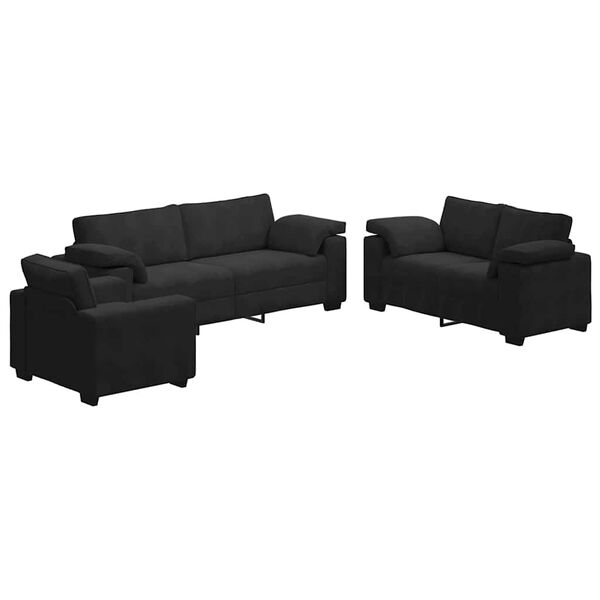 vidaXL 3 Piece Sofa Set with Cushions Black Velvet