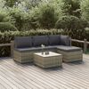 vidaXL 5 Piece Garden Lounge Set with Cushions Grey Poly Rattan