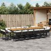 vidaXL 17 Piece Garden Dining Set with Cushions Black Poly Rattan