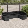 vidaXL Garden Sofa Set with Cushion Manual 8 pcs Black Poly Rattan