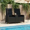 vidaXL Reclining Bench with Table Black 126 x 65 x 112 cm Poly Rattan