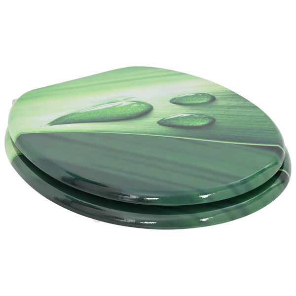 vidaXL WC Toilet Seats with Soft Close Lid 2 pcs MDF Green Water Drop Design