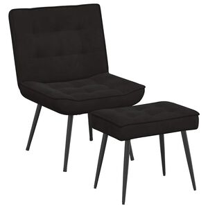 vidaXL Relaxing Chair with Stool Black Velvet