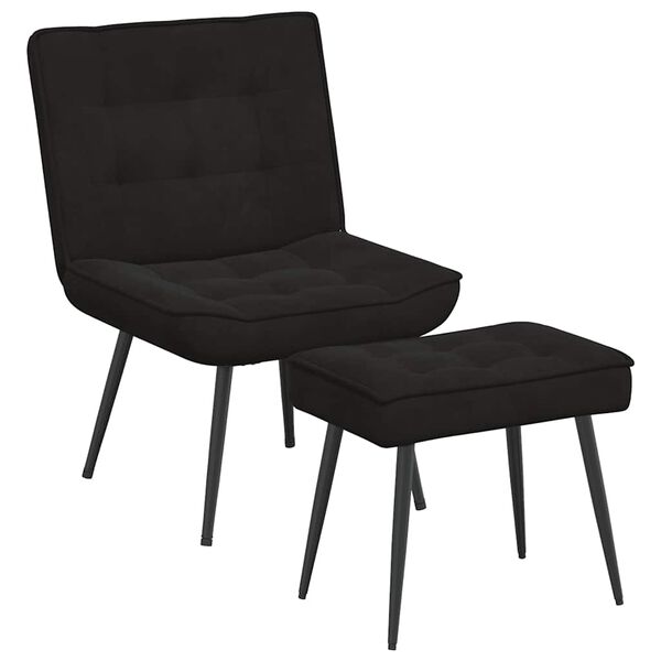 vidaXL Relaxing Chair with Stool Black Velvet