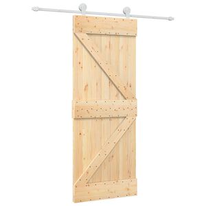 vidaXL Sliding Door Natural and White 80 x 210 cm Solid Pine Wood