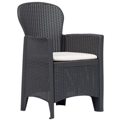 vidaXL Garden Chair 2 pcs with Cushion Brown Plastic Rattan Look