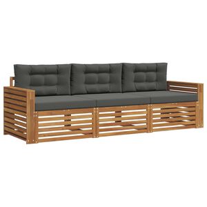 vidaXL Outdoor Sofa Set 3 pcs Natural and Anthracite