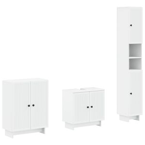 vidaXL 3 Piece Bathroom Cabinet Set EDE White Engineered Wood