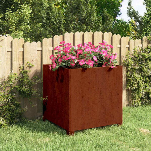 vidaXL Planter with Legs Rusty 50x50x50 cm Corten Steel