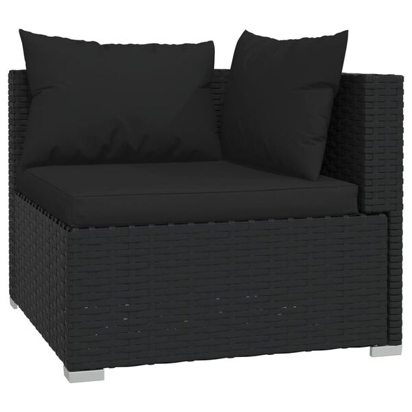 vidaXL 10 Piece Garden Lounge Set with Cushions Poly Rattan Black